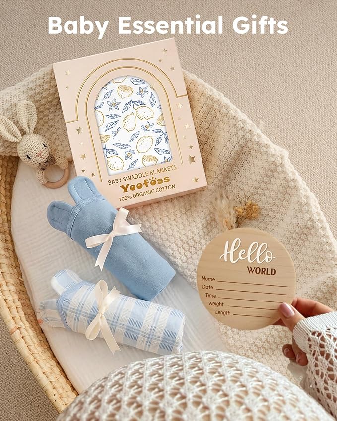 Yoofoss Baby Swaddles for Newborns 100% Organic Cotton, Adjustable Swaddle 0-3 Months 2 Zippers Newborn Swaddle Sack, Breathable Soft Durable