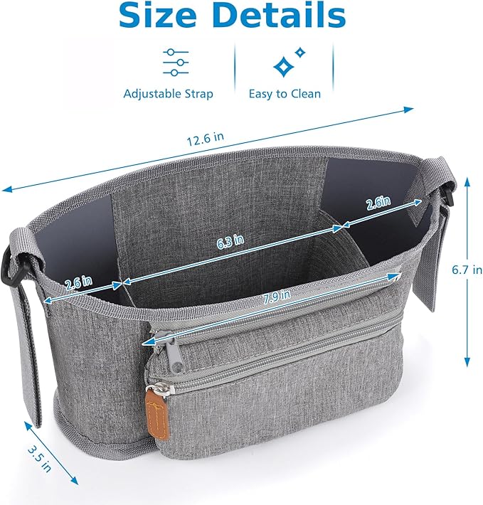 Accmor Universal Stroller Organizer with Detachable Phone Bag, Stroller Bag Caddy Organizer Stroller Accessories for Uppababy, Baby Jogger, Nuna, Doona, Britax Strollers