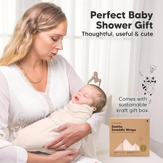 3-Pack Organic Baby Swaddle Sleep Sacks - Swaddles for Newborns, Infant 0-3 Months, Baby Girls, Boys, Soft & Snug Newborn Sleep Sack, Nursery Swaddling Blankets (Angelic)