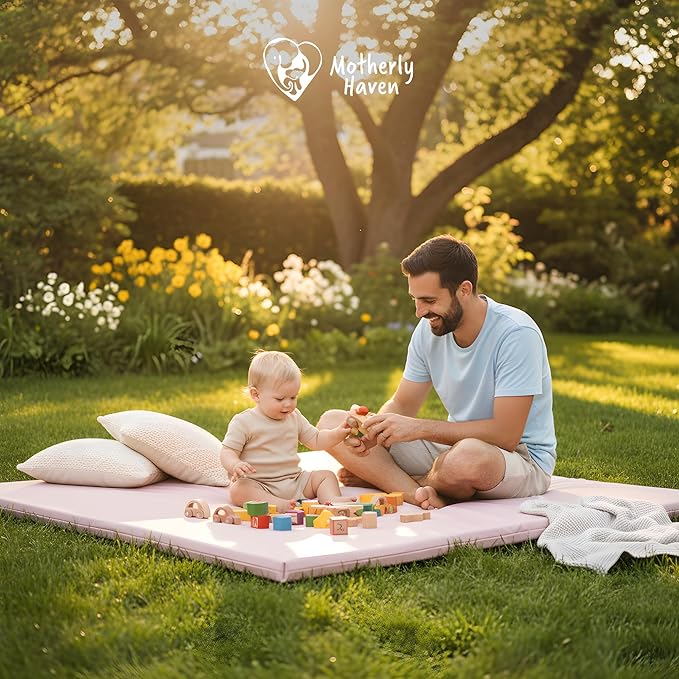 Play Mat Cover Only – Fits 50x50x1 Rollable Foam Floor Mat for Babies – Waterproof, Easy to Clean Replacement Cover for Tummy Time & Crawling – Pink