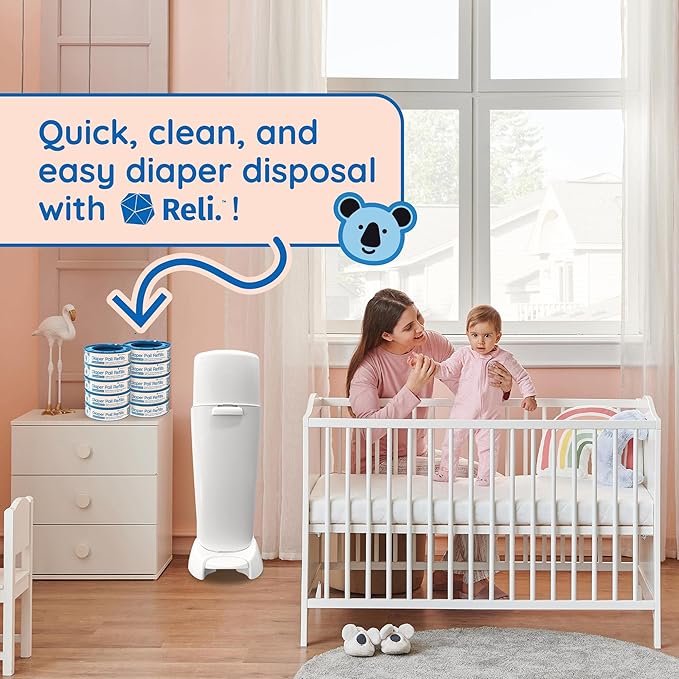 Reli. Diaper Pail Refill Bags, Compatible with Genie Complete, Expressions (10 Pack) Pail Refills Unscented | Odor Blocking, Strong, Easy Replacement | Holds up to 2,800 Newborn Diapers