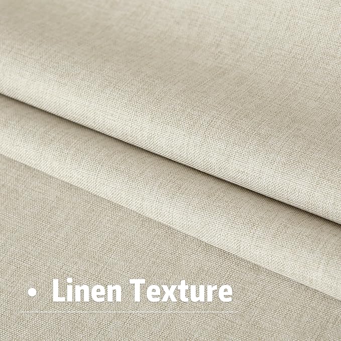 Natural Birch 102 Inch Length Curtains, 100% Blackout Curtains 84 Inch Extra Wide for Bedroom Thermal Insulated Noise Cancelling Pleated Heading Tape Ring Back Tab Kids Boho Drapes 2 Panel Set 84x102