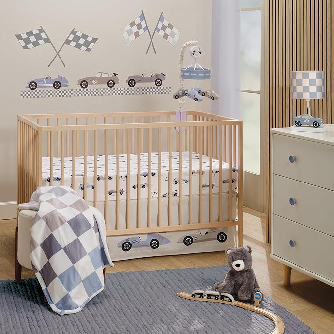 Lambs & Ivy Little Racer Cotton Cars/Transportation Fitted Crib/Toddler Sheet