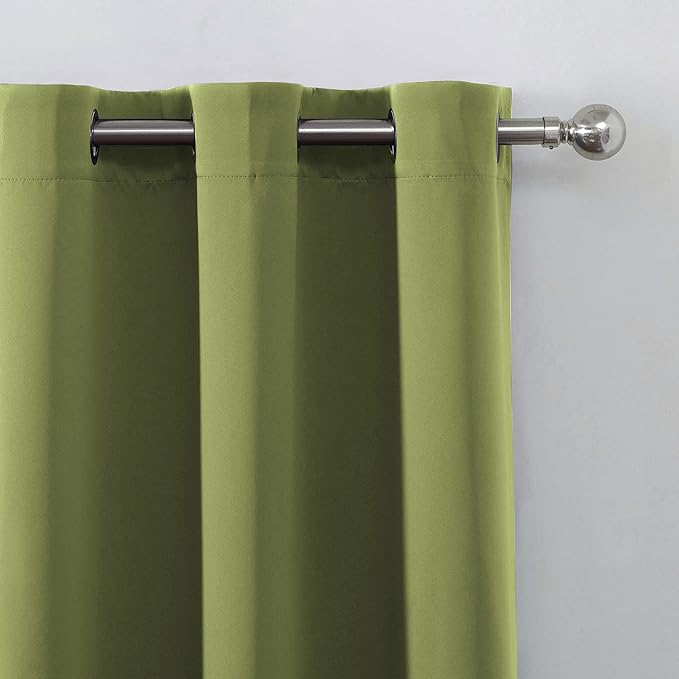 LEMOMO Olive Green Thermal 100% Blackout Curtains/52 x 95 Inch/Set of 2 Panels Room Darkening Curtains for Bedroom and Living Room