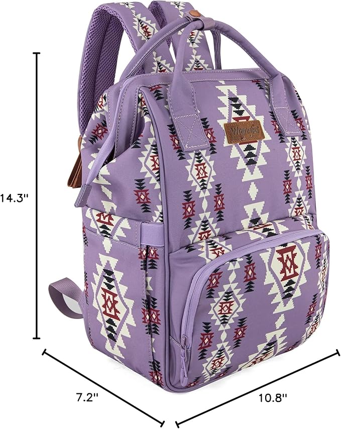 Montana West Wrangler Diaper Bag Backpack Aztec Travel Backpack Purses Western Multi-Function Baby Bags for Mom with Waterproof Insulated Pockets