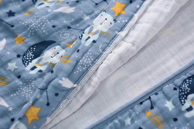 TADO MUSLIN Baby Sleep Sack 12-24 Months Wearable Blanket for Babies 100% Organic Cotton 2-Way Zipper YKK 0.5 TOG Toddler Sleeping Sacks Muslin 1-2 T Blue Bears
