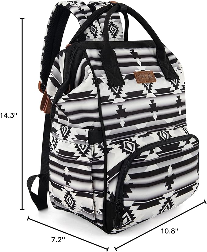 Montana West Wrangler Diaper Bag Backpack Aztec Travel Backpack Purses Western Multi-Function Baby Bags for Mom with Waterproof Insulated Pockets