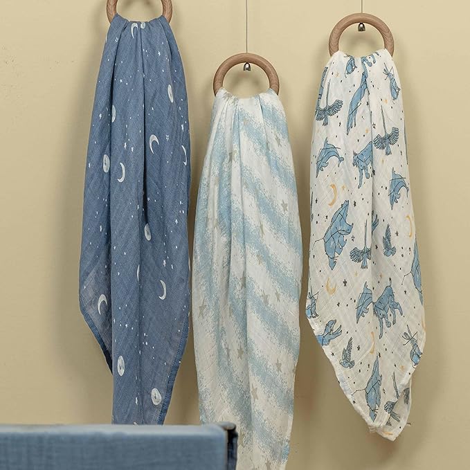 GLLQUEN BABY Muslin Swaddle Blankets 4-Pack Breathable Receiving Blankets (35" x 40") Soft Baby Blankets for Girls and Boys Newborn Essentials Muslin Burp Cloths Swaddle Wrap Baby Gift(Cosmos)