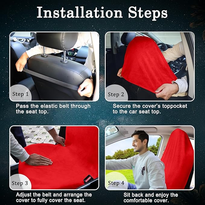 Car Seat Towel Cover, Universal Front Seat Protector for Cars, SUVs and Trucks, Sweat Towel Car Seat Cover for Gym, Yoga, Swimming, Pets and Family Travel, Haute Red, 2 Pack