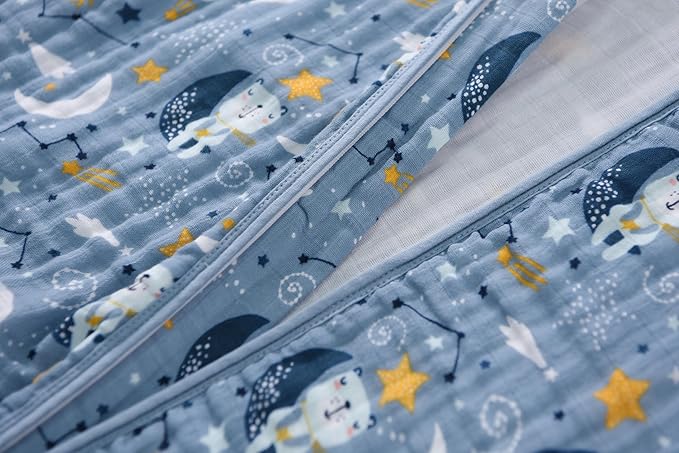 TADO MUSLIN Baby Sleep Sack 2-4 T Boys & Girls Wearable Blanket 100% Organic Cotton 0.5 TOG Toddler Sleeping Sack 2- Way Zipper X-Large Muslin Blue Bear