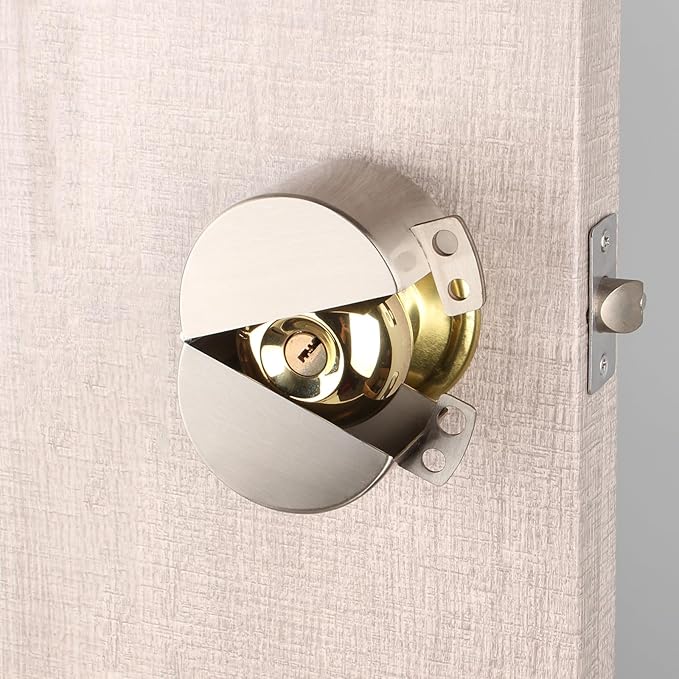 Door Knob Lockout Device Child Safety Doorknob Locking Cover Door Handle Lock,Prevents Access to Keyholes, Turing and Operating Door Knob, Stainless Steel