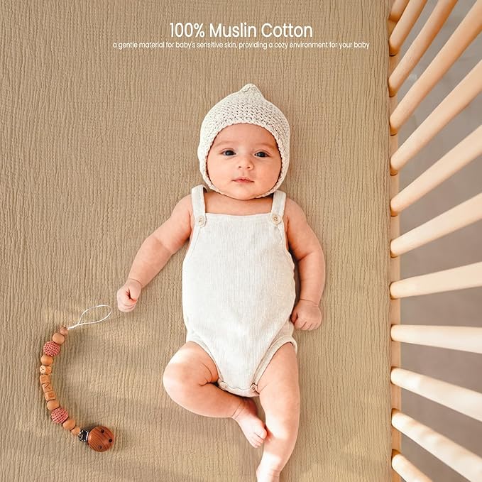 Lulu Moon Muslin Crib Sheets - Fitted Crib Mattress Sheets for Boys and Girl - 28"x 52", 2 Pack
