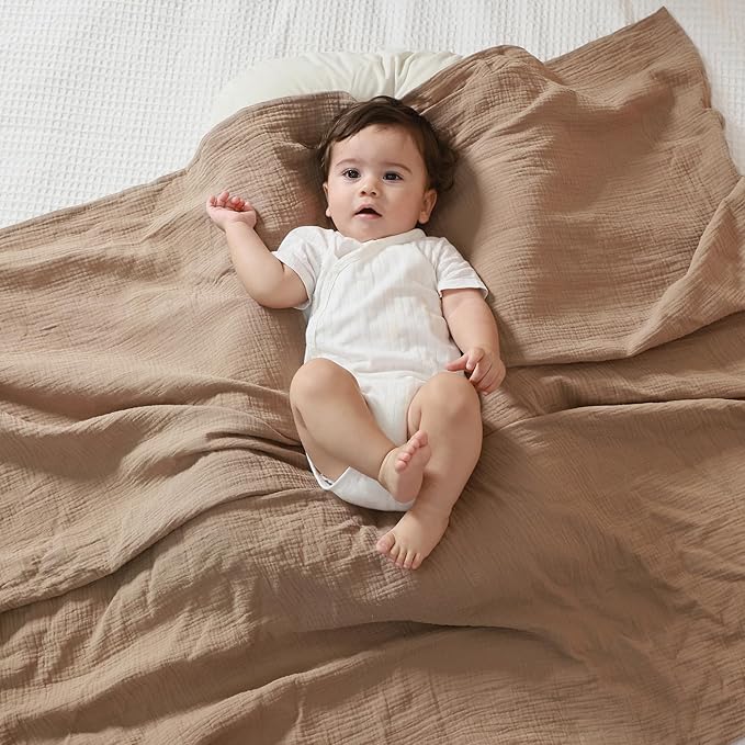 JELLYMONI Muslin Swaddle Blankets for Unisex, 2 Pack Newborn Receiving Blanket, Large 47 x 47 inches Soft Breathable Muslin Baby Blanket for Newborn Boys & Girl