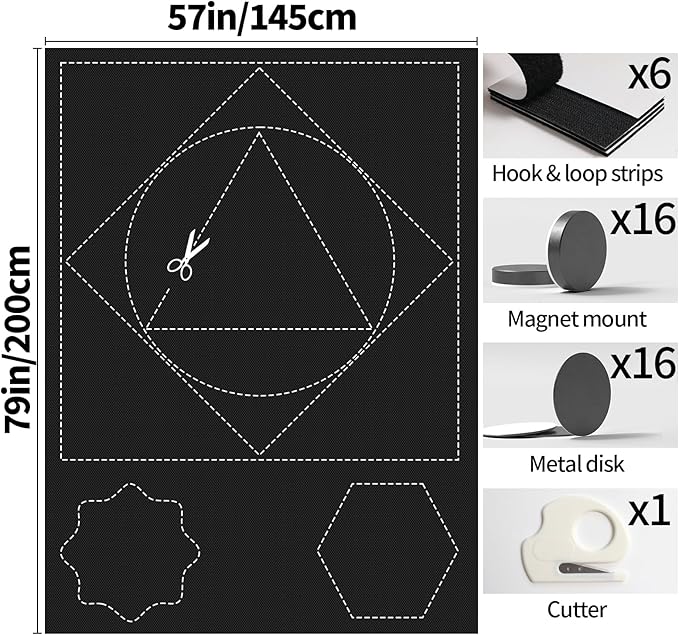 100% Blackout Window Cover, Portable Magnetic Black Out Curtains for Window, Black Out Shades No Drill Cuttable Blackout Blinds for Bedroom, RV, Nursery, Media Room, 79x57 inch