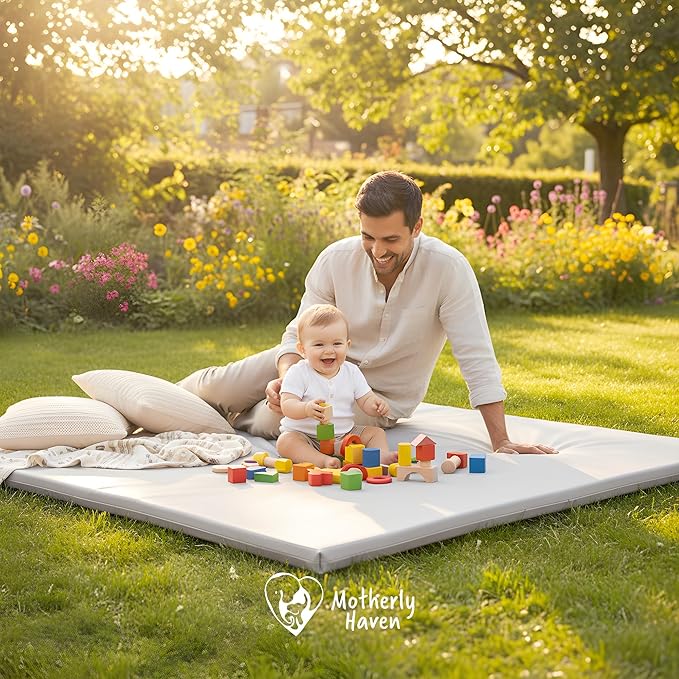 Play Mat Cover Only – Fits 50x50x1 Rollable Foam Floor Mat for Babies – Waterproof, Easy to Clean Replacement Cover for Tummy Time & Crawling – Grey
