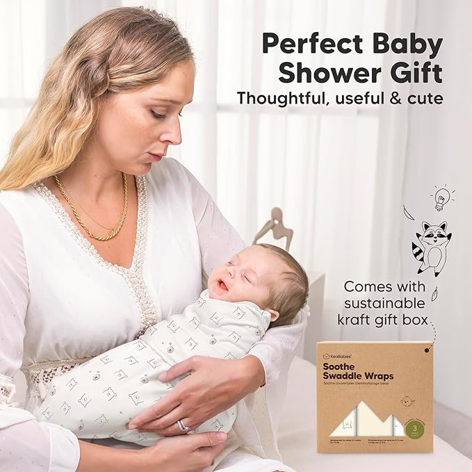 3-Pack Organic Baby Swaddle Sleep Sacks - Swaddles for Newborns, Infant 0-3 Months, Baby Girls, Boys, Soft & Snug Newborn Sleep Sack, Nursery Swaddling Blankets (Bumble Bear)