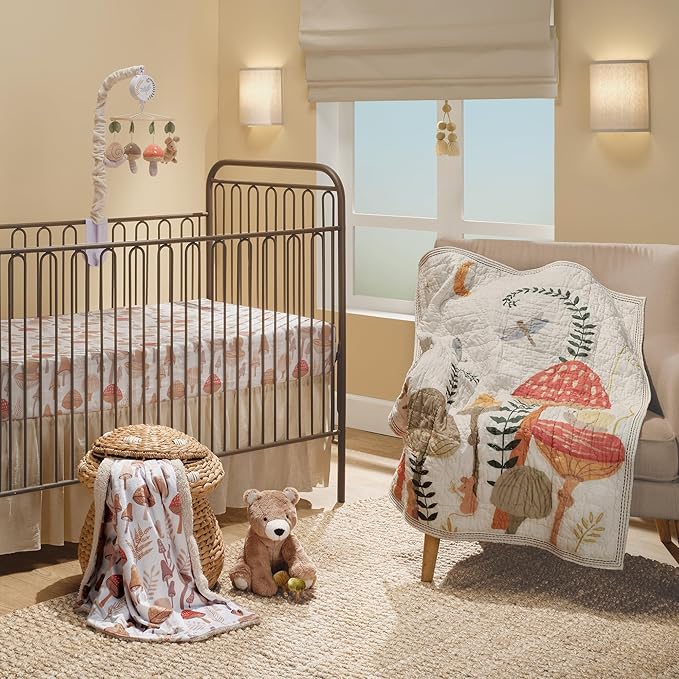 Lambs & Ivy Mushroom Meadow Organic Cotton Fitted Crib Sheet