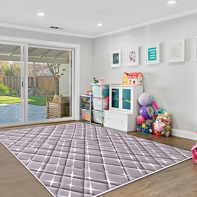Baby Play Mat - 72" X 48",Premium Thicker Foam One-Piece Machine Washable, Extra Large Anti-Slip Soft Cushioning Foam Playmats for Babies and Toddlers, Foldable Baby Crawling Mat for Playpen