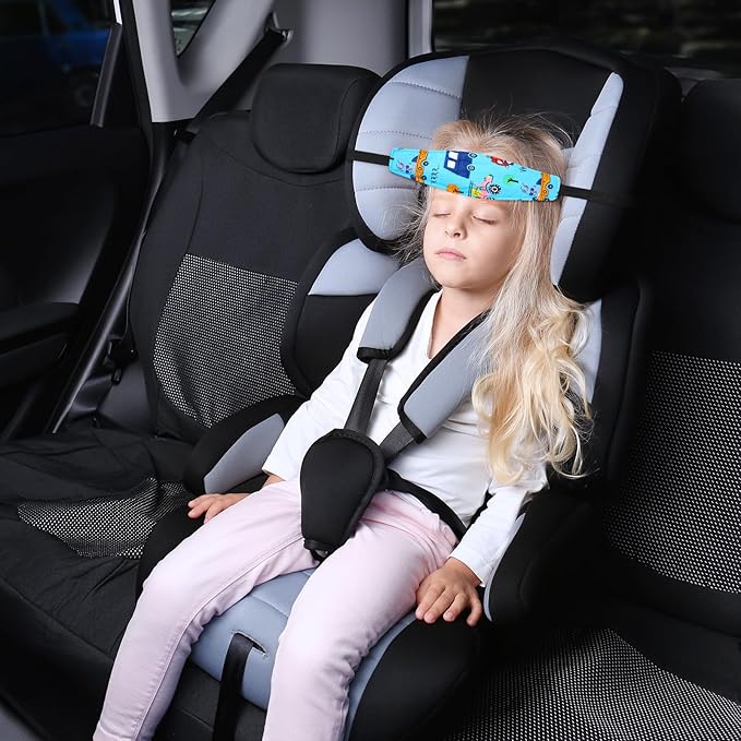 HESTYA 2 Pieces Baby Carseat Head Support Band Strap Headrest Stroller Seat Sleeping Headrest Neck Relief Head Strap Headband for Kids Children Toddler Infant(Transportation)
