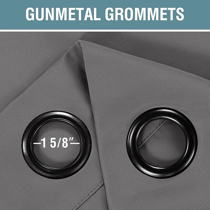H.VERSAILTEX Ultra Soft and Thick Blackout Bluish Gray Curtains for Bedroom/Living Room 63 Inches Length, Energy Saving Classic Window Panel, Thermal Insulated Curtain Grommet (1 Panel), 52'W x 63'L