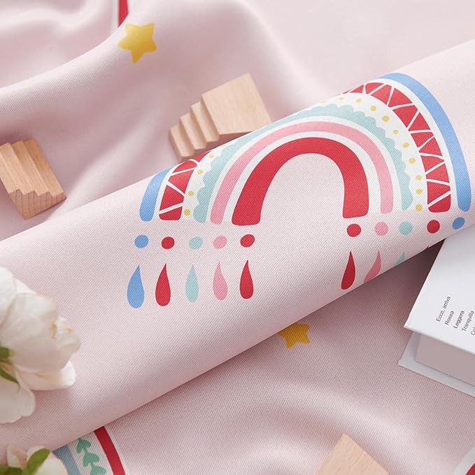 jinchan Nursery Blackout Curtains for Kids Room Rainbow Pink Curtains Cute Girls Bedroom Dorm Playroom Window Treatment Grommet Thermal Insulated Room Darkening 2 Panels 84 Inch Length