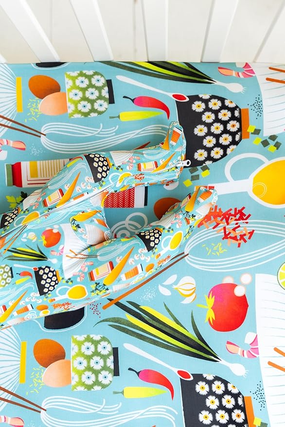 Jade&Kai 2-Pack Fitted Crib Sheets | Gently Made for Sensitive Skin | Premium Soft and Stretchy Viscose | Designed by Mamas (Pretty Poppies & Naptime N' Noodles)