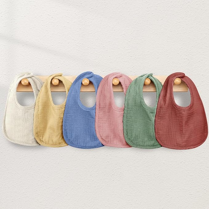Wrrernsin Muslin Baby Bibs for Unisex Boys Girls, Cotton Drool Bibs, Adjustable Newborn Bibs for Drooling and Teething