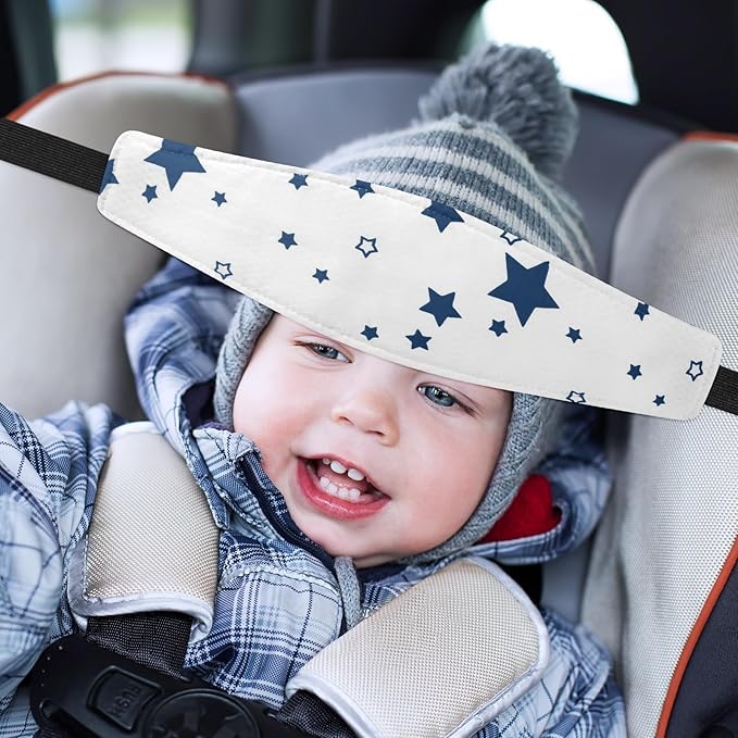 HESTYA 2 Pieces Baby Carseat Head Support Band Strap Headrest Stroller Seat Sleeping Headrest Neck Relief Head Strap Headband for Kids Children Toddler Infant(Star)