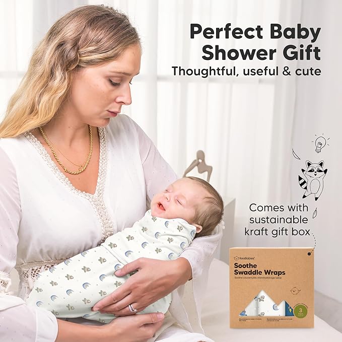 3-Pack Organic Baby Swaddle Sleep Sacks - Swaddles for Newborns, Infant 0-3 Months, Baby Girls, Boys, Soft & Snug Newborn Sleep Sack, Nursery Swaddling Blankets (Cosmo)