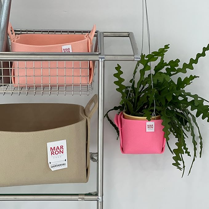 Collapsible Felt BABYPINK Storage Bin Medium 11"x7.1"x7.1" – Foldable Basket with Handles for Closet, Toy Storage, Laundry Room Organization, Decorative Storage Bins for Shelves, Cube Storage