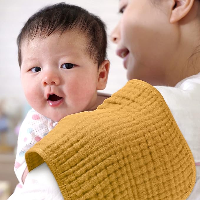 Remagr 8 Packs Muslin Burp Cloths Large 20" x 10", 6 Layers Unisex Baby Absorbent 100% Cotton Burp Rags Colorful Muslin Washcloths for Baby Plain Soft Cotton Cloth for Babies Girls Boys(Rich Colors)