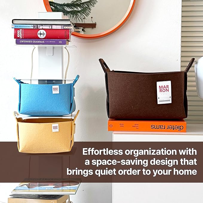 Collapsible Felt OLIVE Storage Bin Large 14.6"x9.4"x9.4" – Foldable Basket with Handles for Closet, Laundry Room Organization, Toy Storage, Decorative Storage Bins for Shelves, Nursery