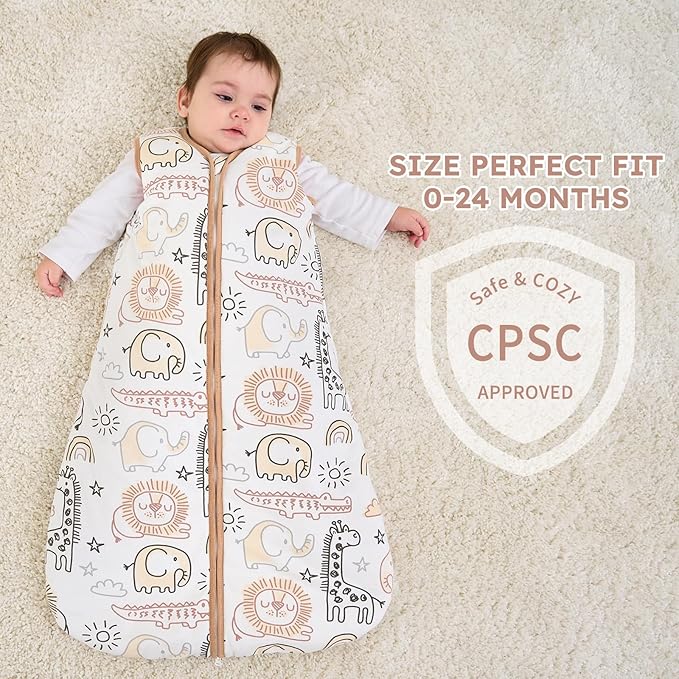 Yoofoss Baby Sleep Sack 6-12 Months, TOG 2.5 Baby Wearable Blanket with 2-Way Zipper, 100% Organic Cotton Fabric Winter Newborn Sleeping sack, Warm Soft Comfy(Medium)