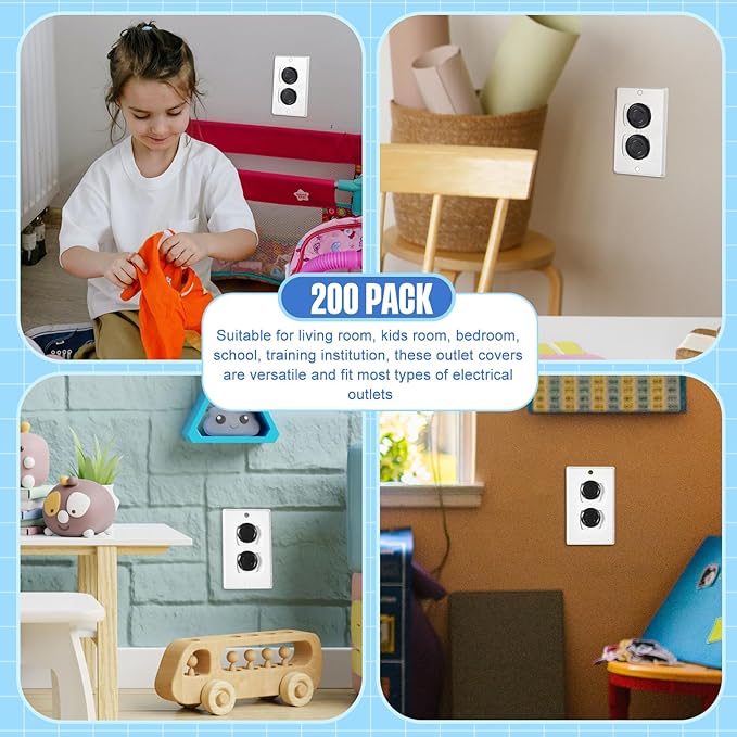 Thyle 200 Pcs Outlet Covers Bulk Child Baby Proofing Plug Covers for Electrical Outlets Easy Install Socket Sturdy Safe Secure Baby Proofing Kit for Home Office Bulk(Black)