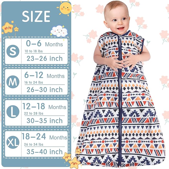 BSTOPPT 3 Pack Baby Sleep Sack 100% Rayon Cotton Baby Sleeping Bag 2-Way Zipper Toddler Wearable Blankets TOG 0.3. (Soccer&Triangles&Blue, 12-18 Months)
