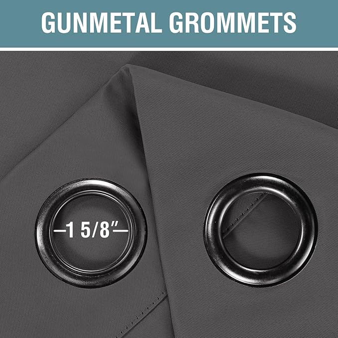 H.VERSAILTEX Blackout Grey Curtains for Bedroom Thermal Insulated Curtains 63 Inches Length Blackout Curtain Panel for Living Room, Luxury Grommet Solid in Charcoal Gray, One Panel, 52" W x 63" L