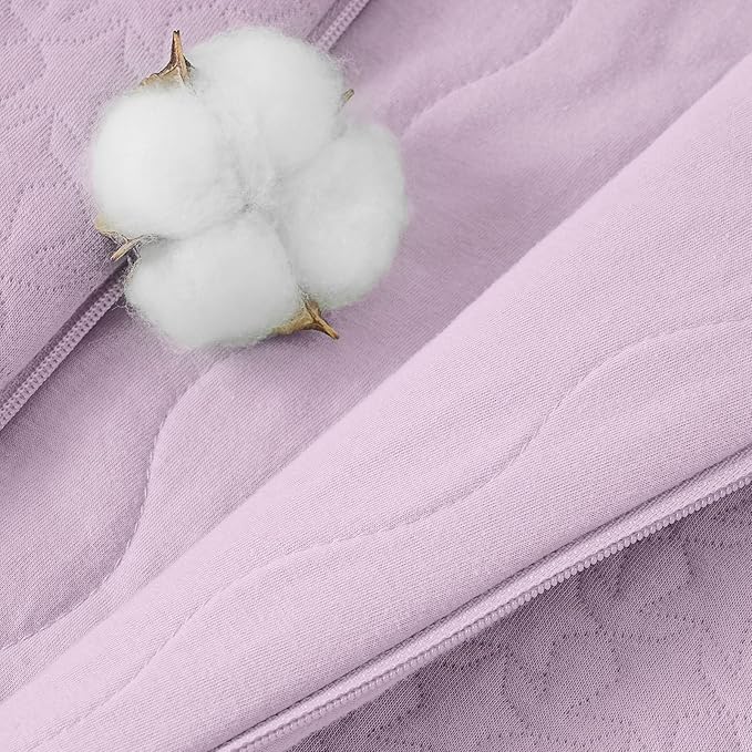 Unnivoll Baby Sleep Sack 6-12 Months TOG 2.5 Winter Baby Wearable Blanket, 100% Cotton Fabric Newborn Infant Sleeping Sack 2-Way Zipper Quilted Baby Sleep Bag, Warm Soft Purple