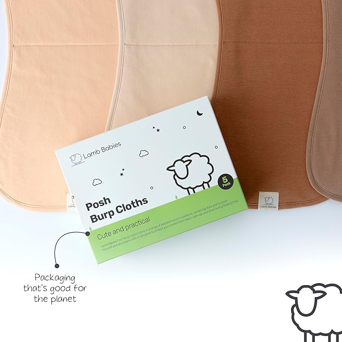 Lamb Babies Posh Baby Cotton Burp Cloths, Absorbent, Lightweight, and Gentle Cotton for Mess-Free Moments, Baby Burp Cloths for Boys and Girls An Essential Addition to Every Parent's Diaper Bag