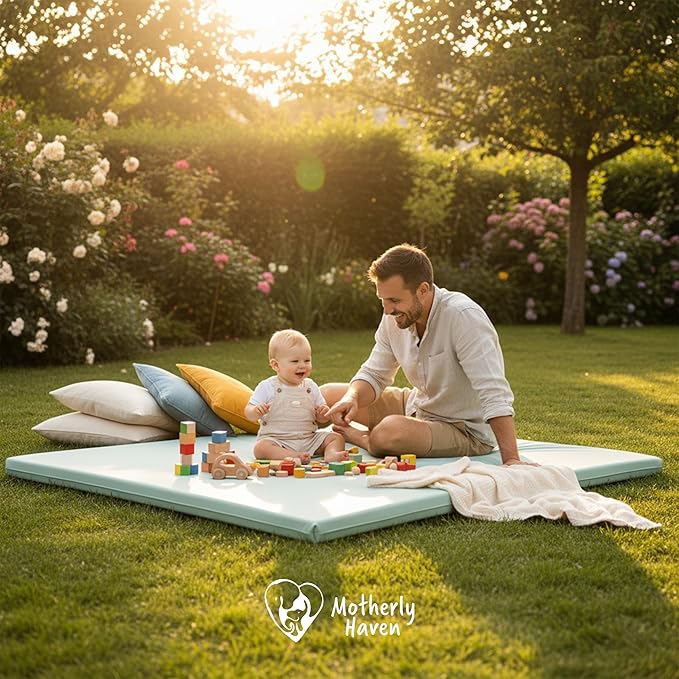 Play Mat Cover Only – Fits 50x50x1 Rollable Foam Floor Mat for Babies – Waterproof, Easy to Clean Replacement Cover for Tummy Time & Crawling – Green