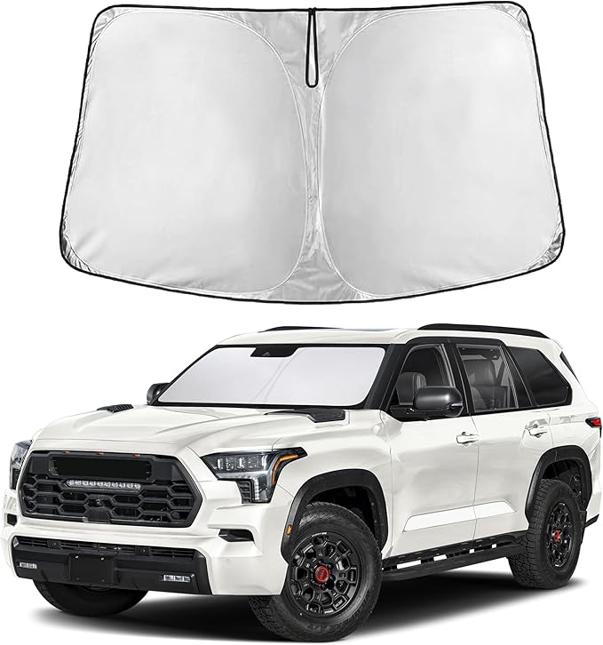 EcoNour Windshield Sun Shade for Toyota Sequoia 2023–2026 | Front Window Sunshade | Foldable Car Sun Protector | Blocks UV Rays & Keeps Interior Cooler