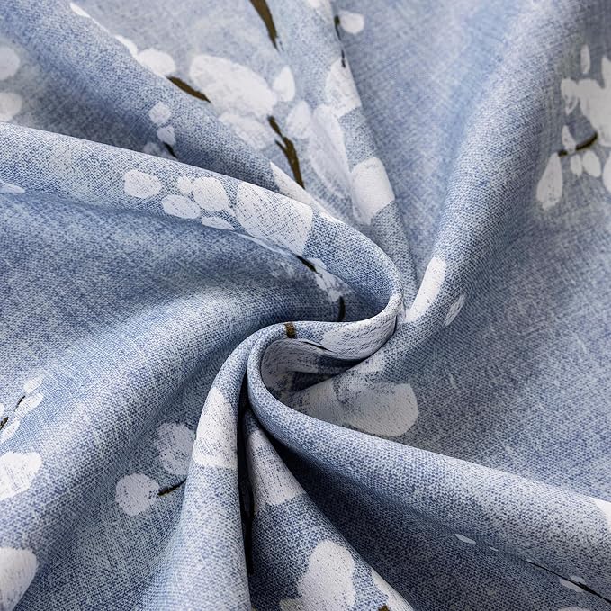 FMFUNCTEX 100% Blackout Curtains for Bedroom Blue Floral 108 Inches Long Curtain for Living Room Blossom Printed Thermal Insulated Extra Long Drapes for Farmhouse Décor 2 Panels Grommet Top