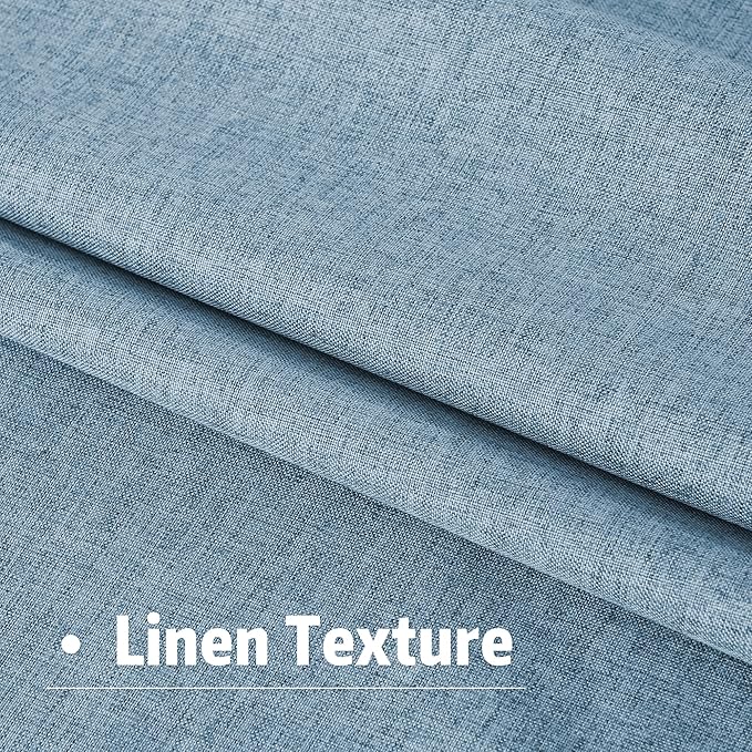 DUALIFE Full Blackout Slate Blue Curtains 63 Inch Long Linen Textured Curtains Thermal Insulated Heat Blocking Noise Reducing Vintage Drapes for Nursery Bedroom Rod Pocket&Back Tab 2 Panels 50W x 63L