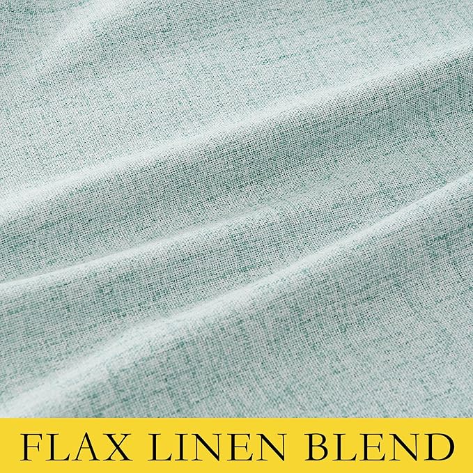 NICETOWN Seafoam Green 100% Blackout Short Curtains W52 x L48 in, Thermal Insulated & Noise Reducing Small Window Treatments with Grey Liner, Rod Pocket & Back Tab Cafe Curtains for Kids Room, Kitchen