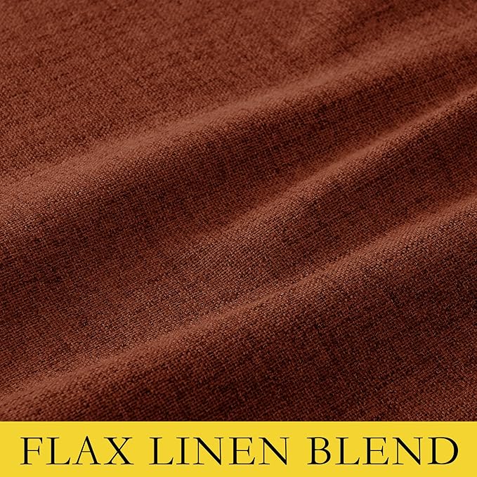 NICETOWN 100% Blackout Farmhouse Curtains 95" Length with Thermal Insulated Liners, Privacy Window Treatments Fall Home Decoration, Drapes for Cottage Living Room (2 Panels, 52" W, Burnt Orange)