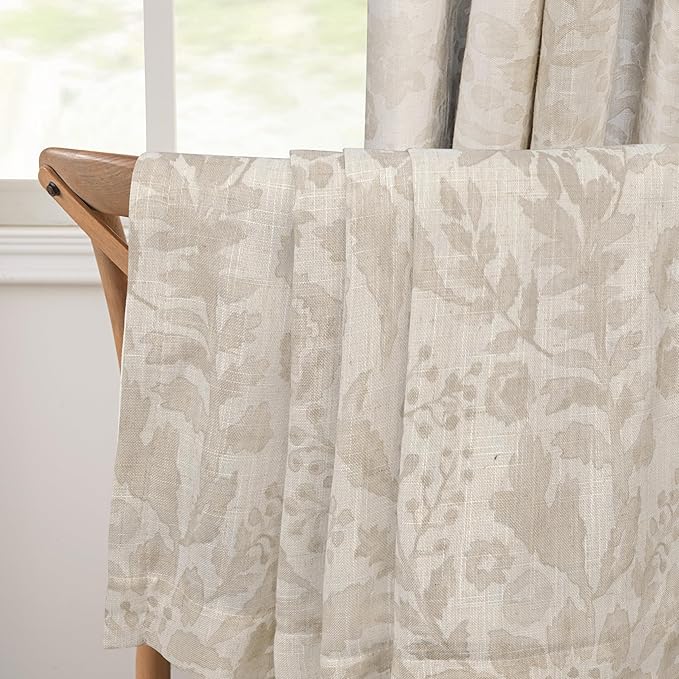 DriftAway Julia Watercolor Blackout Room Darkening Lined Thermal Insulated Energy Saving Window Curtains 2 Layers 2 Panels Each Size 52 Inch by 90 Inch Camel Beige