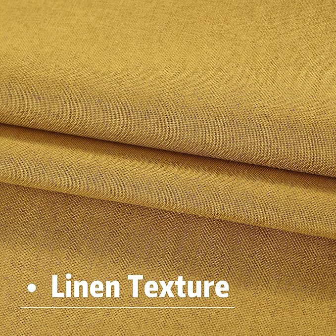 DUALIFE Yellow Blackout Curtains 102 Inch Length 2 Panels Set for Living Room Bedroom Rod&Back Tab Thermal Insulated 100% Black Out Linen Drapes Room Darkening Window Curtains 72" x 102"