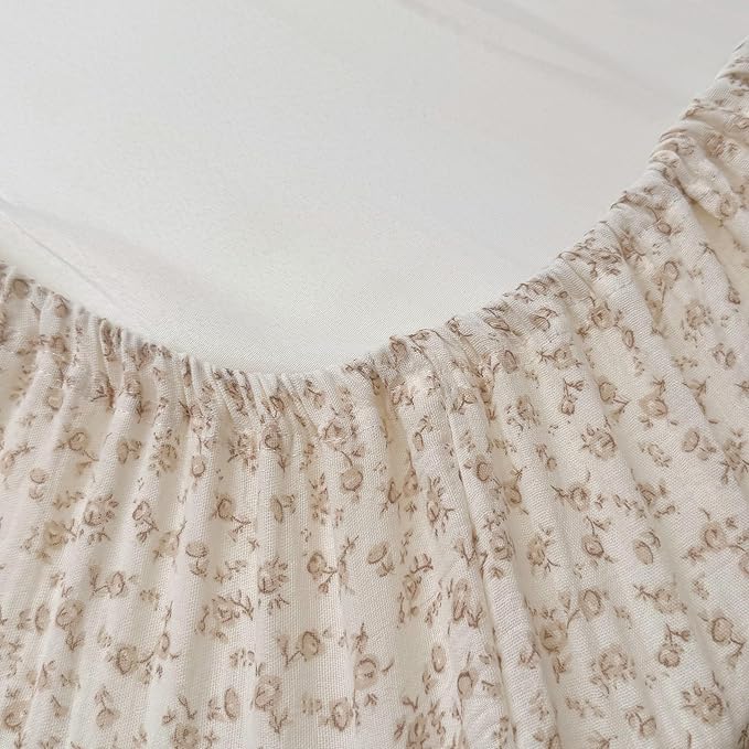 BuLuTu Cotton Muslin Baby Crib Sheets for Standard Crib and Toddler Mattress 52"x28", Chic Shabby Floral Print Boys Girls Fitted Sheets, 2 Pack, Soft Breathable, Camellia & Pink Floral