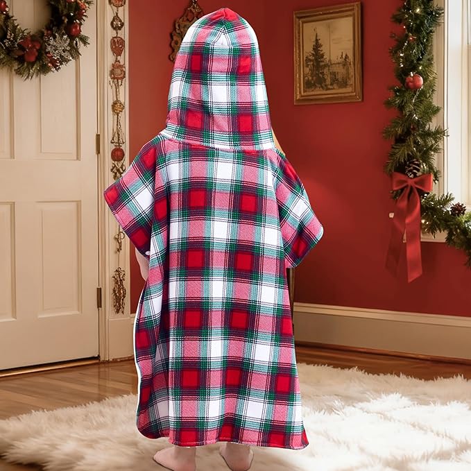 VOOVA & MOVAS Double-Layered Baby Hooded Towel Poncho (2-4 Years, 20x21 Inches) | Ultra Soft & Absorbent Cotton | Thick Toddler Bath Towel for Swimming, Beach, Shower & Winter,Red Bufflo