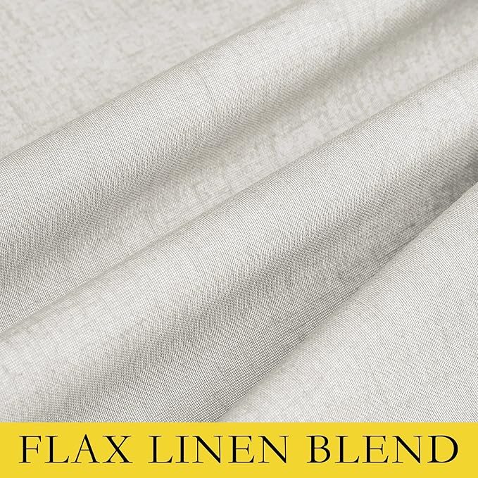 NICETOWN 100% Blackout Curtains for Living Room with Thermal Insulated White Liner, Off White, W52 x L84, 2 Panels, Linen Blend Retro Curtains Privacy Drapes for Farmhous, Bedroom, Nursery