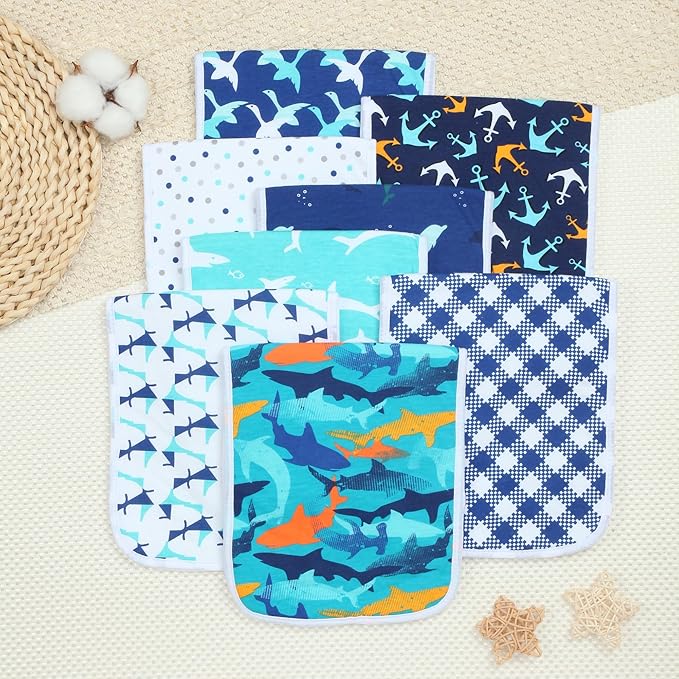 Hakochia Burp Cloths for Baby Boy & Girl Organic Cotton Large Unisex Burp Clothes Extra Absorbent Soft Neutral Burping Rags Spit Up Cloth Sets for Newborns 8 Pack